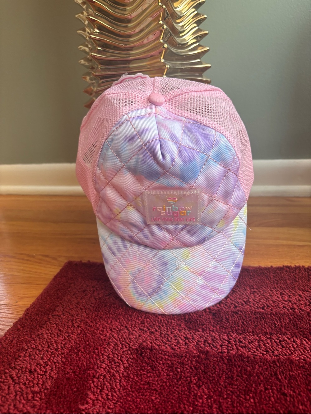 Pink Quilted Tie-Dye Mesh Kids Cap